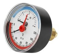 Lumonic Termomanómetro 4bar 0-120°C | 1/4 + 1/2 pulgada (adaptador) | Conexión trasera | Ø 63 mm, escala grande | Manómetro de calefacción | Carcasa metálica