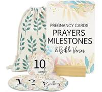 Lumont Diario de embarazo, marcadores de hitos, discos de 8 a 40 semanas y tarjetas de oración de embarazo, imprescindibles para el embarazo, rastreador semanal de golpes de bebé, tarjetas de utilería