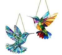 LUMOOM 2 atrapasueños colibrí, decoración de ventana, decoración de jardín, pájaros espíritu de pájaros, colgante de colibrí acrílico, para ventana para decoración de ventanas colgantes (A)