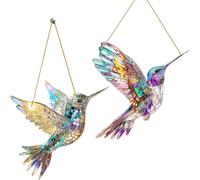 LUMOOM 2 atrapasueños colibrí, decoración de ventana, decoración de jardín, pájaros espíritu de pájaros, colgante de colibrí acrílico, para ventana para decoración de ventanas colgantes (B)
