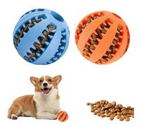 LUMOOM 2 bolas de juguete para perros, dispensador interactivo de golosinas, pelota de inteligencia, pelota resistente para perros de 5 cm de diámetro, goma natural para cachorros (azul y naranja)