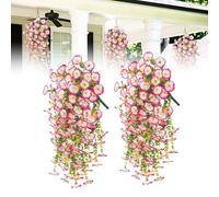 LUMOOM 2 PièCes Plantes Suspendues Artificielles, Plante Artificielle PéTunia, 76 Cm De Fleur Artificielle RaccrochéE Et Du Balcon, DéCoration De Plantes Suspendues, Pour La DéCoration Du