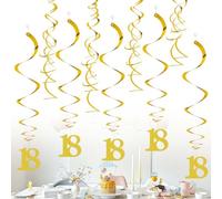 LUMOOM 20 espirales decorativas doradas para 18 cumpleaños, doble espiral, guirnalda colgante con remolinos brillantes, para decoración de celebraciones, bodas, aniversarios o fiestas