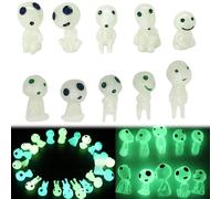 LUMOOM 20 unidades de espíritus del bosque luminosas figuras de elfos de la princesa Mononoke, figuras luminosas para jardín, planta en maceta, jardín en miniatura, dormitorio (azul + verde)