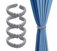 LUMOOM 4 unidades de alzapaños boho hechos a mano de cuerda de algodón, para oficina, salón, dormitorio, cortinas decorativas (gris claro)