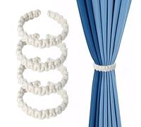 LUMOOM 4 unidades de alzapaños boho hechos a mano, de cuerda de algodón, para oficina, salón, dormitorio, cortinas decorativas (abeja blanca)