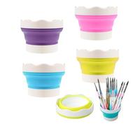 LUMOOM 4 vasos de agua plegables para pintar de silicona, vasos para pinceles, vasos de agua a prueba de fugas para pinceles, pinceles de depósito de agua para interior y exterior