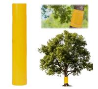 LUMOOM Anillos de pegamento para árboles frutales autoadhesivos, 10 cm x 2,2 m, pegamento para orugas para árboles frutales con alambre, cinta amarilla para orugas contra hormigas, manzano, cerezo