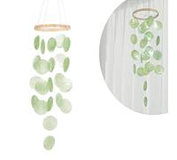 LUMOOM Carillón de viento bohemia, atrapasueños, sonido único, guirnaldas, concha decorativa, carillón de jardín, decoración para terraza, césped, círculo (verde)