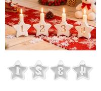 LUMOOM Molde de silicona con números de Adviento 1-4, formas 3D para velas como portavelas para corona de Adviento y decoración de estrellas, moldes de yeso para fundir también para resina epoxi