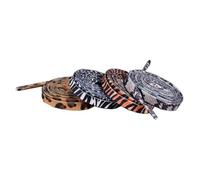 LUMoony Cordones con estampado de animales, cebra, vaca, leopardo, poliéster, cordones planos, elásticos, cuerda, zapatillas de deporte, botas de camuflaje de repuesto (4 pares y 4 colores)