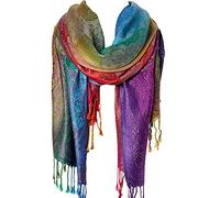 LUMoony Pañuelo para el cuello y cabeza, 1 pieza, estilo étnico, borla larga, suave y cálida bufanda de algodón de 200 cm, estola y vestido