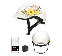 Lumos Nyxel MIPS Casco de Bicicleta LED City & Commuter | Iluminación de 360°, Fuego Stop, MIPS, USB-C, Bluetooth, IPX6 | Flower Power | Tallas M