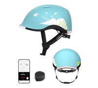 Lumos Nyxel MIPS LED Casco de Bicicleta - City & Commuter Casco con 360°, Luz de Freno, USB-C, IPX6 - Talla M, Color Fly High - Azul Claro con diseño de Nubes
