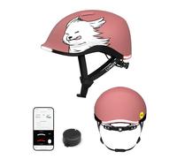 Lumos Nyxel MIPS LED Casco de Bicicleta - City & Commuter Casco con 360°, Luz de Freno, USB-C, IPX6 - Talla S, Color: Breeze & Fluff- Coral con diseño de Perro