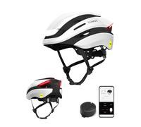 Lumos Ultra Casco Inteligene | Casco de Bicicleta | Luces LED Delanteras y traseras | Intermitentes | Luces de Freno | Conexión Bluetooth | Adulto: Hombre, Mujer (Jet White, Talla: M-L)