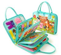 LUMS Libro Montessori 1 2 3 4 5 Años - Libro Sensorial de Actividades Educativas - Juguete de Motricidad Fina Estilo Maletín de Fieltro - Busy Board Portátil para Viajes y Aprendizaje