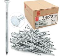 Lun Fix Clavo ranurado 3,4 x 70 mm - 5 kg | clavos de madera para construcción | clavos galvanizados | 70 mm de largo | pasadores de alambre de cabeza plana para carpintería, estructuras de