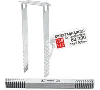 LUN FIX Colgador directo 60/200 mm para pladur perfil CD 60/27 soporte techo acero galvanizado 0,8 mm fijación estructura metálica suspensión U montaje profesional 100 Uds.