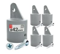 LUN FIX Tapa de puntal de 42 mm, gris, poliamida, para valla de malla de | Resistente a los rayos UV, tapa de valla para puntales de valla, tubo redondo, accesorios para montaje en postes de vallas