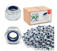 Lun Fix Tuerca de seguridad M8, 100 unidades, DIN 985, de acero inoxidable A2 V2A, con anillo de nailon, tuerca hexagonal autoblocante para ingeniería mecánica de vehículos, estructuras de acero