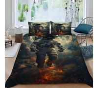 Luna Astronauta Funda De Edredón 3 Piezas 3D Impresa Starry Sky Theme con 2 Fundas De Almohada King（220x240cm） 100% Microfibra Ropa De Cama para Niñosy Hombres