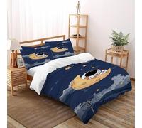 Luna Astronauta Funda De Edredón 3 Piezas 3D Impresa Starry Sky Theme con Funda Almohada Super King（260x220cm） Microfibra Juego De Cama para para Niñosy Hombres
