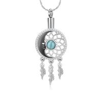 Luna atrapasueños joyería de cremación para cenizas de acero inoxidable colgante conmemorativo urna collar amado funeral humano recuerdo para mujeres hombres, Acero inoxidable