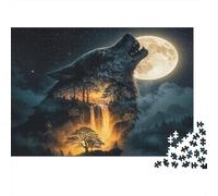 Luna Aullando Lobo Puzzle 1000p Adultos Y Ni?os Muy Difícil Puzzle Muy Difícil Mejor Valorados Entrenamiento De Concentración Cartón Premium 52x38cm/1000pcs