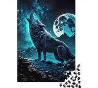 Luna Aullando Lobo Set De Rompecabezas 1000 Piezas, Papel Grueso, Decoración Interior, Regalo Año Nuevo, Relajación En Casa, Juego Cerebral 70x50cm/1000pcs