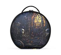 Luna Calavera Estilo Halloween Bolsa de Maquillaje Organizador de Circular Cosméticos Bolsas Creatividad con Divisor Ajustable para Mujeres