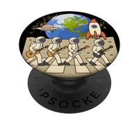 Luna Caminando astronautas en la Abadía Espacial Cruzando en la Luna PopSockets PopGrip Adhesivo