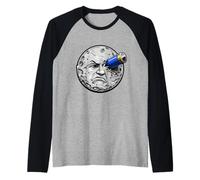 Luna Cara Golpeado por Rocket Humor Espacio Arte Ciencia Ficción Camiseta Manga Raglan
