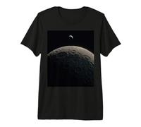Luna Cráter Campo con Tierra Pequeña Escena Oscuridad Mínima Camiseta Premium