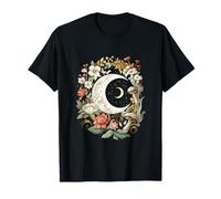 Luna Creciente con Flores y Setas Celestial Botánico Camiseta