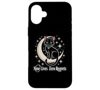Luna Creciente del Gato Negro - Nueve Vidas Cero arrepentimientos Carcasa para iPhone 16 Plus