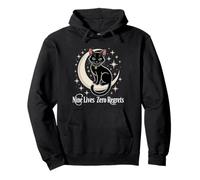 Luna Creciente del Gato Negro - Nueve Vidas Cero arrepentimientos Sudadera con Capucha