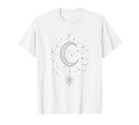 Luna Creciente Estrellas constelación Celestial Obra de Arte mística Camiseta