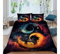 Luna Creciente Funda Nórdica Algodon 3 Piezas 3D Impresa Dreamy Celestial Paisaje con Funda Almohada King（220x240cm） 100% Microfibra Juego De Cama para para Niñosy Hombres