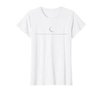 Luna Creciente Minimalista Camiseta gráfica económica, Mujer, Blanco, S