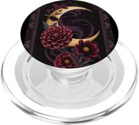 Luna Creciente mística y Floral gótico Oscuro botánico PopSockets PopGrip para MagSafe