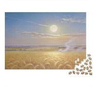 Luna de Cosecha sobre los Campos de Suffolk Puzzle De Madera Impermeable DIY Puzzles De 1000 Piezas Regalos para Adultos Colorido Rompecabezas Decoración del Hogar