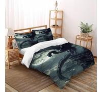 Luna de dragón Funda Nordica Algodon 3 Piezas con Impresión En 3D Wildlife Animal Theme con 2 Fundas De Almohada Double（200x200cm） 100% Microfibra Juego De Cama para