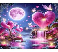 Luna de Flor Rosa - Puzle de 200 Piezas - Rompecabezas DIY Pintura, Entretenimiento Creativo, para Adultos Mayores de 14 años Decoración del Hogar