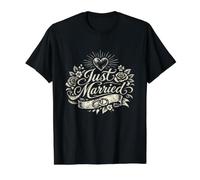 Luna de Miel clásica recién Casada Pareja recién Casada Camiseta gráfica económica, Hombre, Negro, M