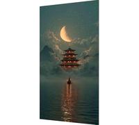 Luna Diamond Painting Arquitectura Diamond Painting Adultos, DIY 5D Cristal Bordado Punto de Cruz Cuadro Diamantes Puzzle Pintura Diamante para Dormitorio Paredes Decoración Del Hogar 80x160cm p9-3byc