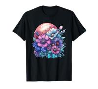 Luna Encantada Y Flores Silvestres Crepúsculo Floración Escena Camiseta