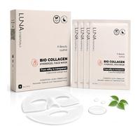 LUNA ESSENTIALS Mascarilla Facial Colágeno Hidrogel - Niacinamida, Pack 4 | Ácido hialurónico, Galactomyces Ferment - diseño 2 piezas, 34 g - vegana, sin test en animales - marca europea