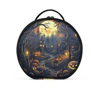 Luna Estilo Halloween Bolsa de Maquillaje Organizador de Circular Cosméticos Bolsas Creatividad con Divisor Ajustable para Mujeres