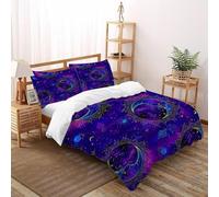 Luna Funda Nórdica Algodon 3 Piezas 3D Impresa Space Theme con Funda Almohada Super King（260x220cm） Microfibra Ropa De Cama para Niñosy Hombres